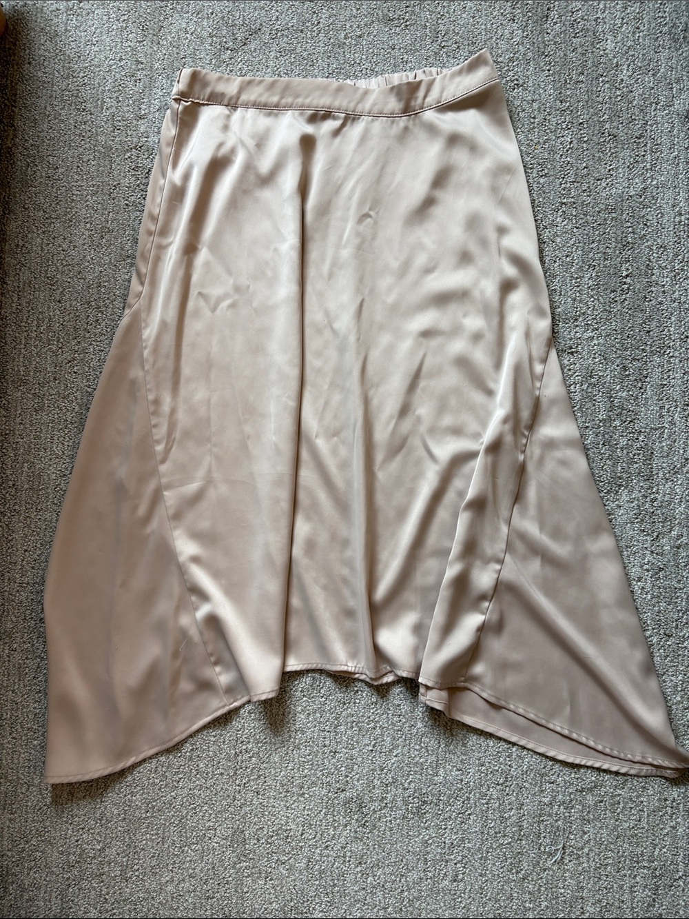 Prologue Blush Asymmetrical Satin Midi Skirt